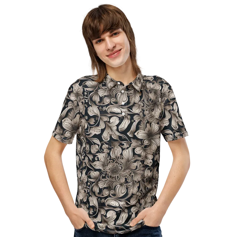 Sepia Bloom on Men's Slim Fit Polo Shirt — Front