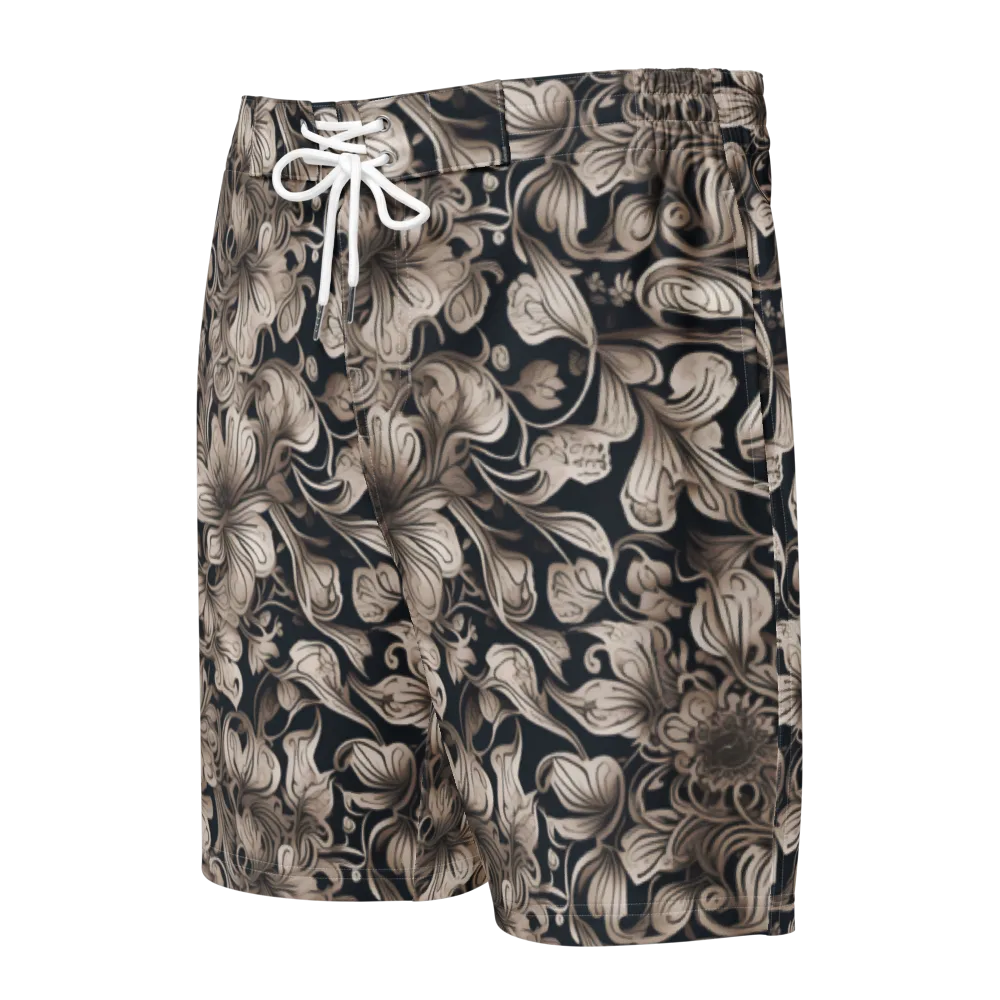 Sepia Bloom on Men's Board Shorts — Front