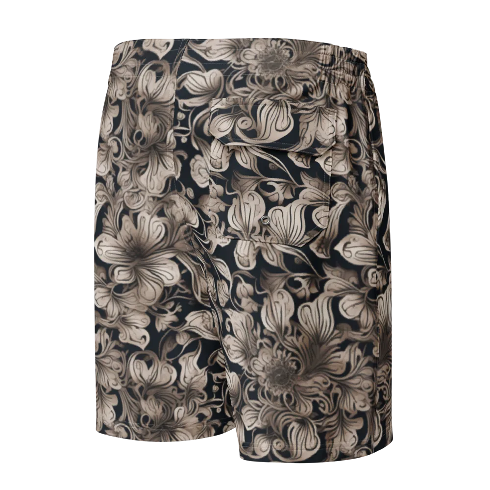 Sepia Bloom on Men's Board Shorts — Back
