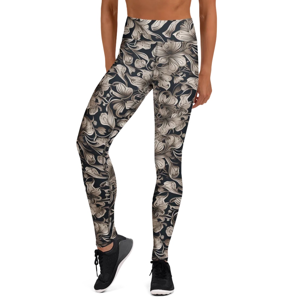 Sepia Bloom on Yoga Leggings — Front
