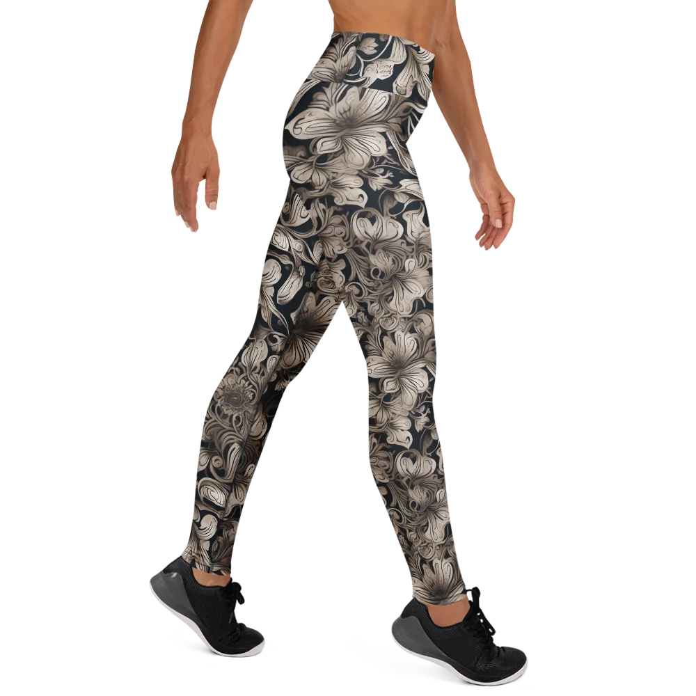 Sepia Bloom on Yoga Leggings — Right