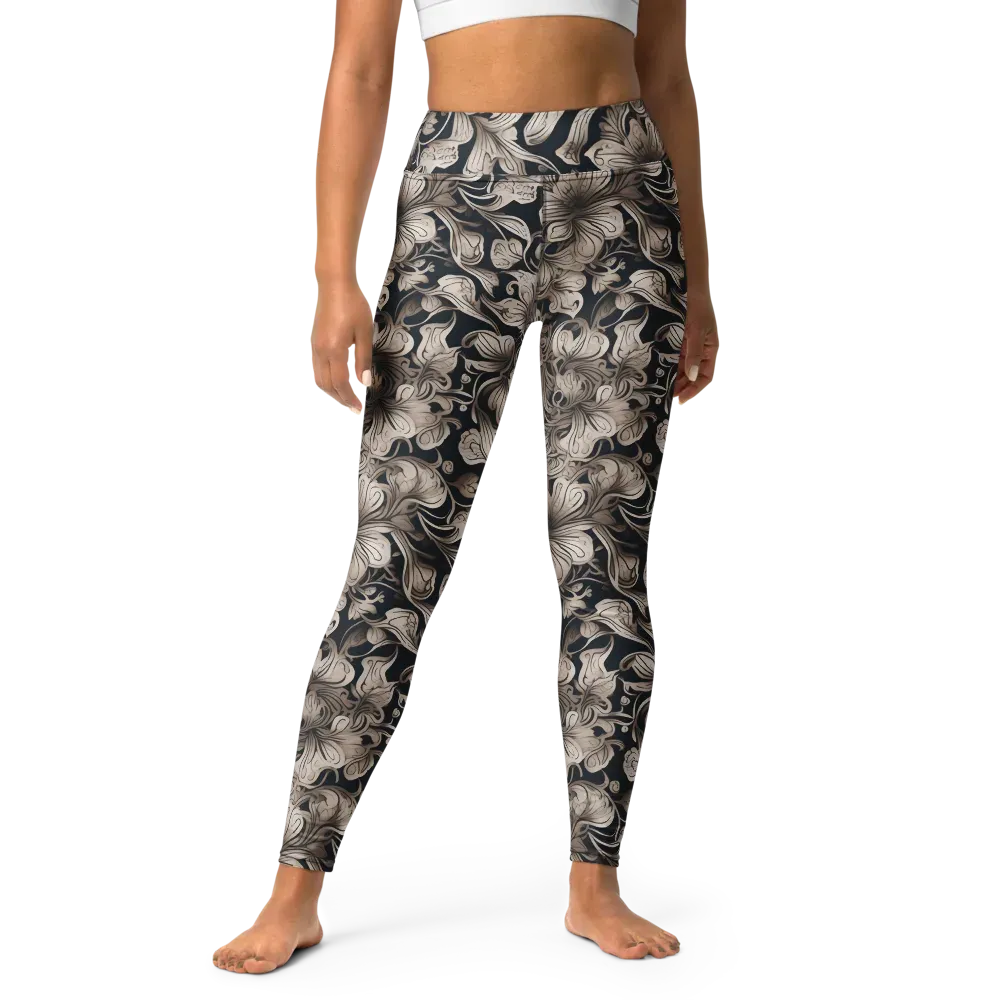 Sepia Bloom on Yoga Leggings — Front