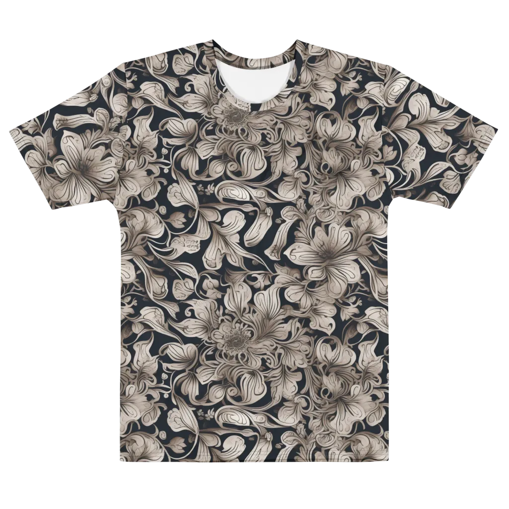 Sepia Bloom on Men's Cotton Crew Neck T-Shirt — Front