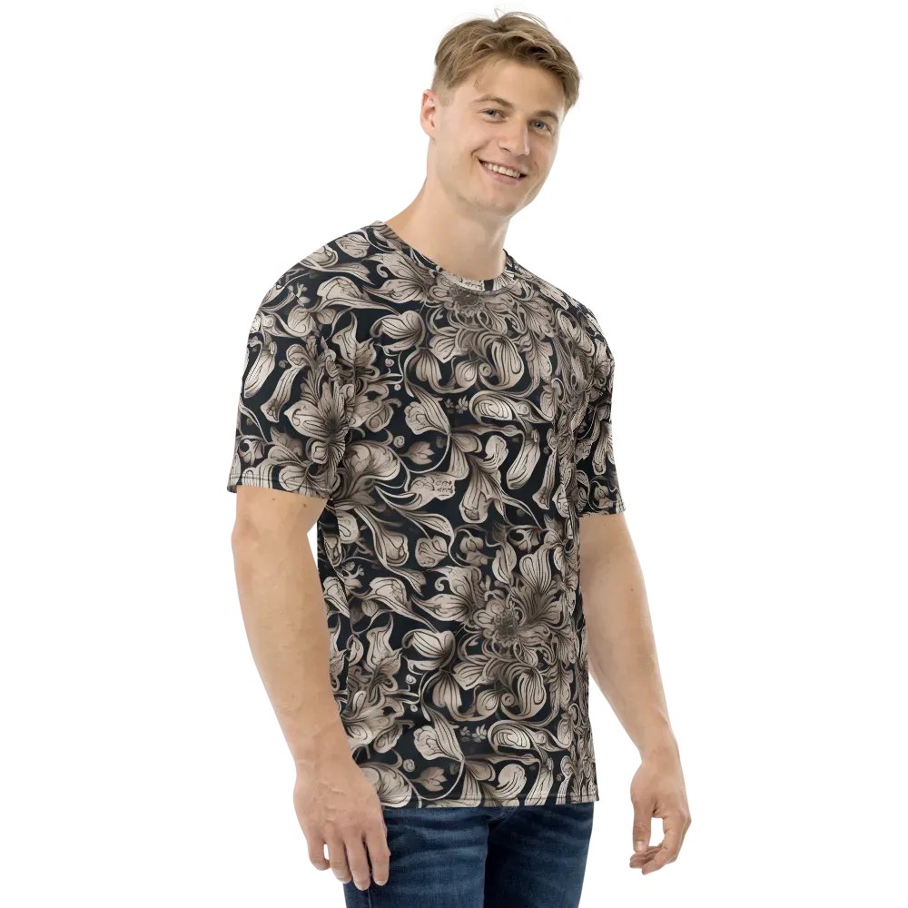 Sepia Bloom on Men's Crew Neck T-Shirt — Right