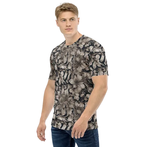 Sepia Bloom on a Men's Crew Neck T-Shirt