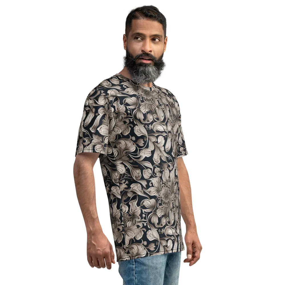 Sepia Bloom on Men's Crew Neck T-Shirt — Right