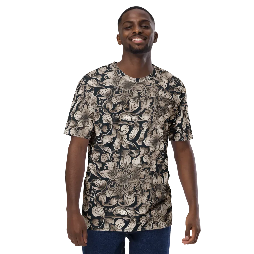 Sepia Bloom on Men's Crew Neck T-Shirt — Front