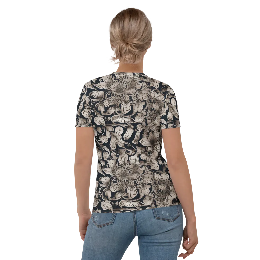 Sepia Bloom on Women's Crew Neck T-Shirt — Back