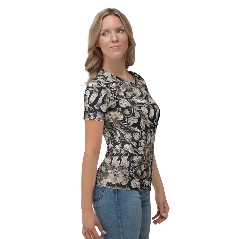 Sepia Bloom on Women's Crew Neck T-Shirt — Right