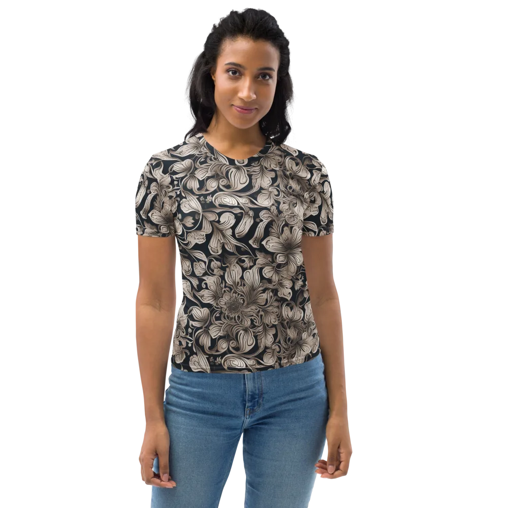 Sepia Bloom on Women's Crew Neck T-Shirt — Front