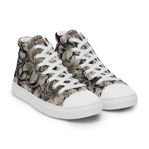 Sepia Bloom on a Women's High Top Canvas Shoes