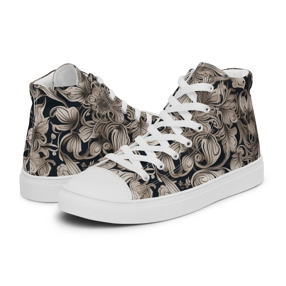Sepia Bloom on Women's High Top Canvas Shoes — Left