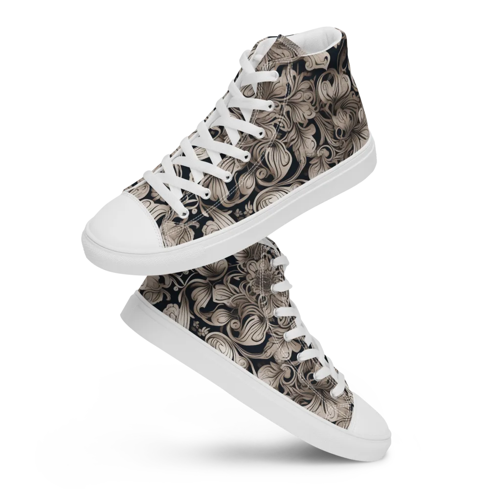 Sepia Bloom on Women's High Top Canvas Shoes — Front