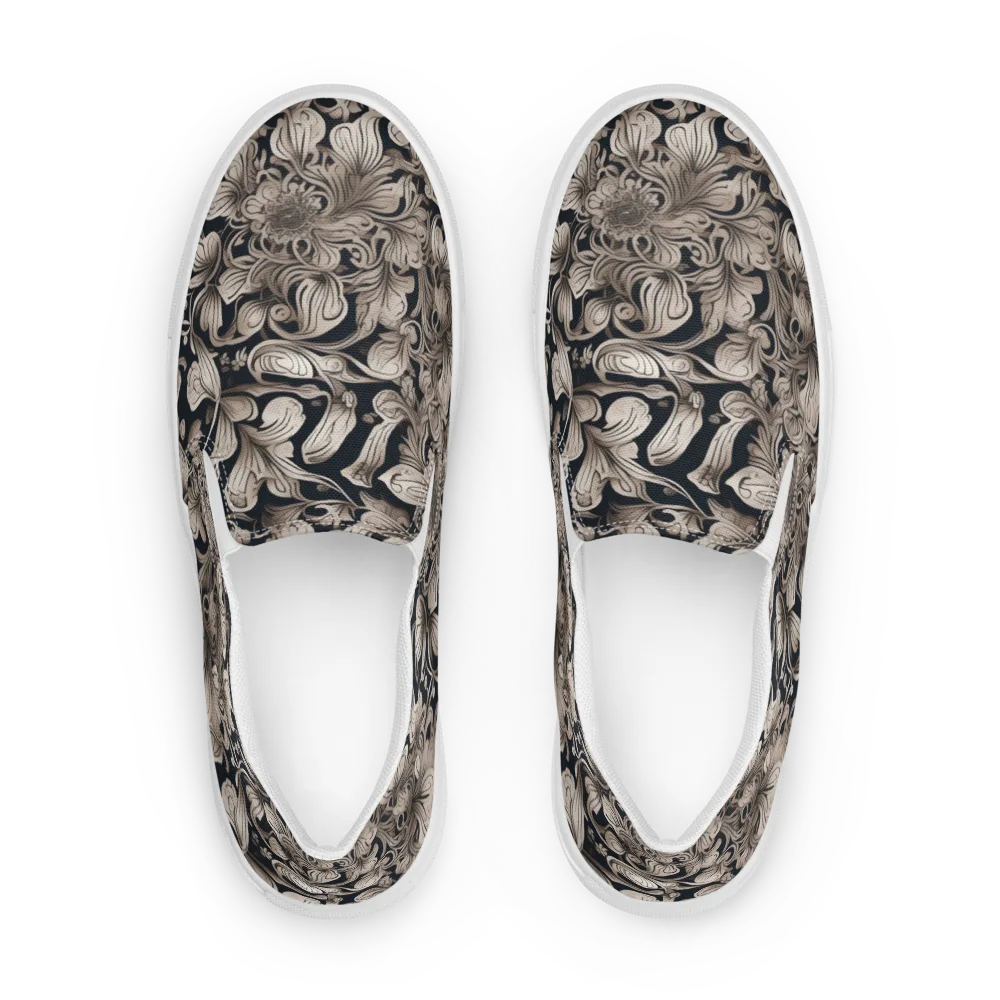 Sepia Bloom on Men's Slip-On Canvas Shoes — Front