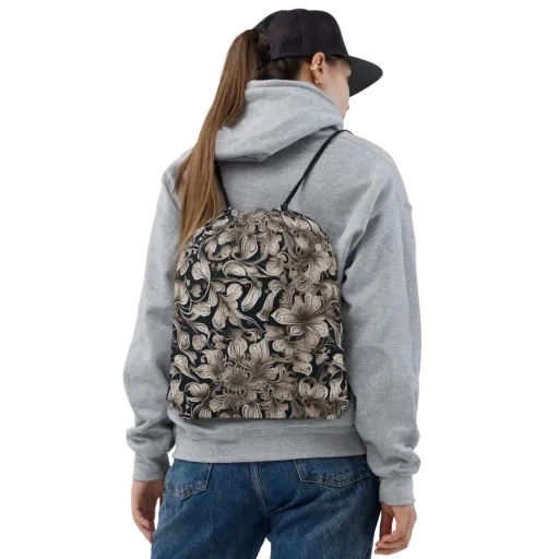 Sepia Bloom on a Drawstring Bag