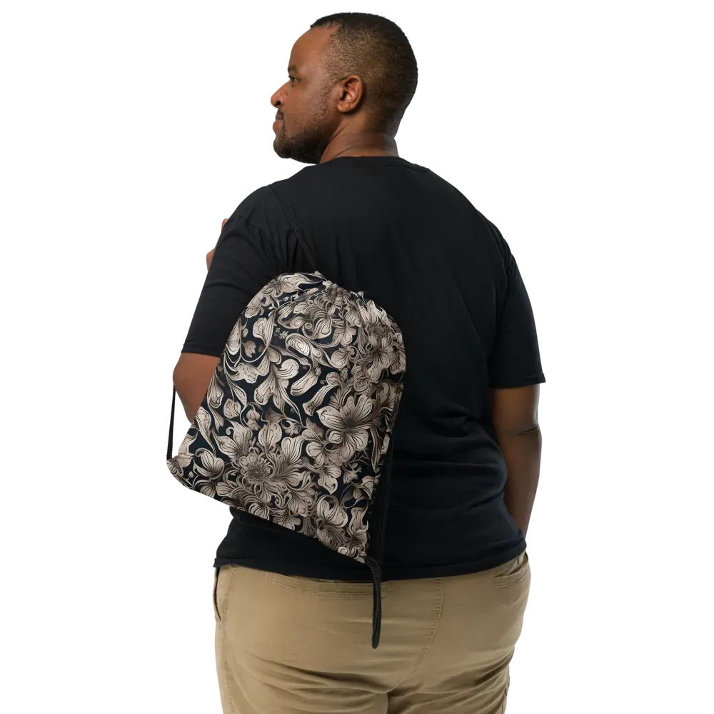 Sepia Bloom on Drawstring Bag — Front