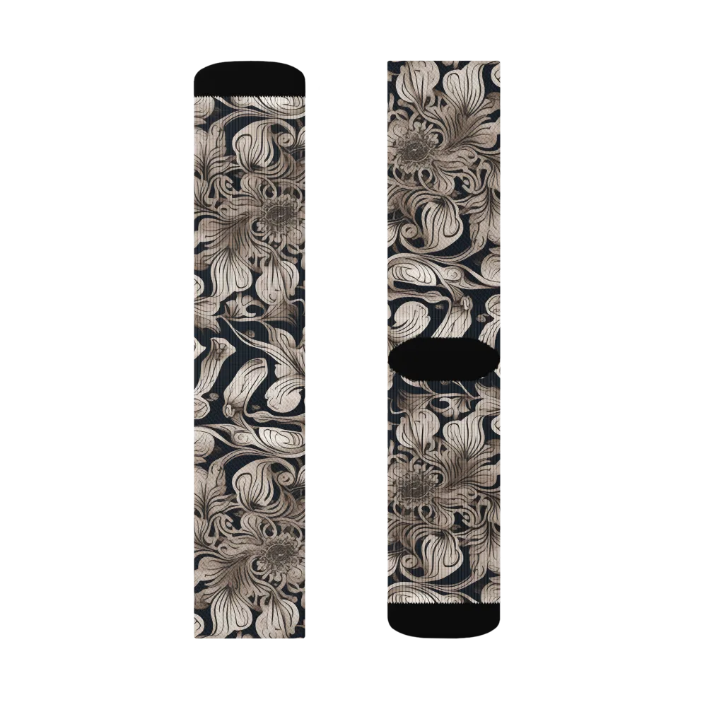 Sepia Bloom on Socks — Left Sock