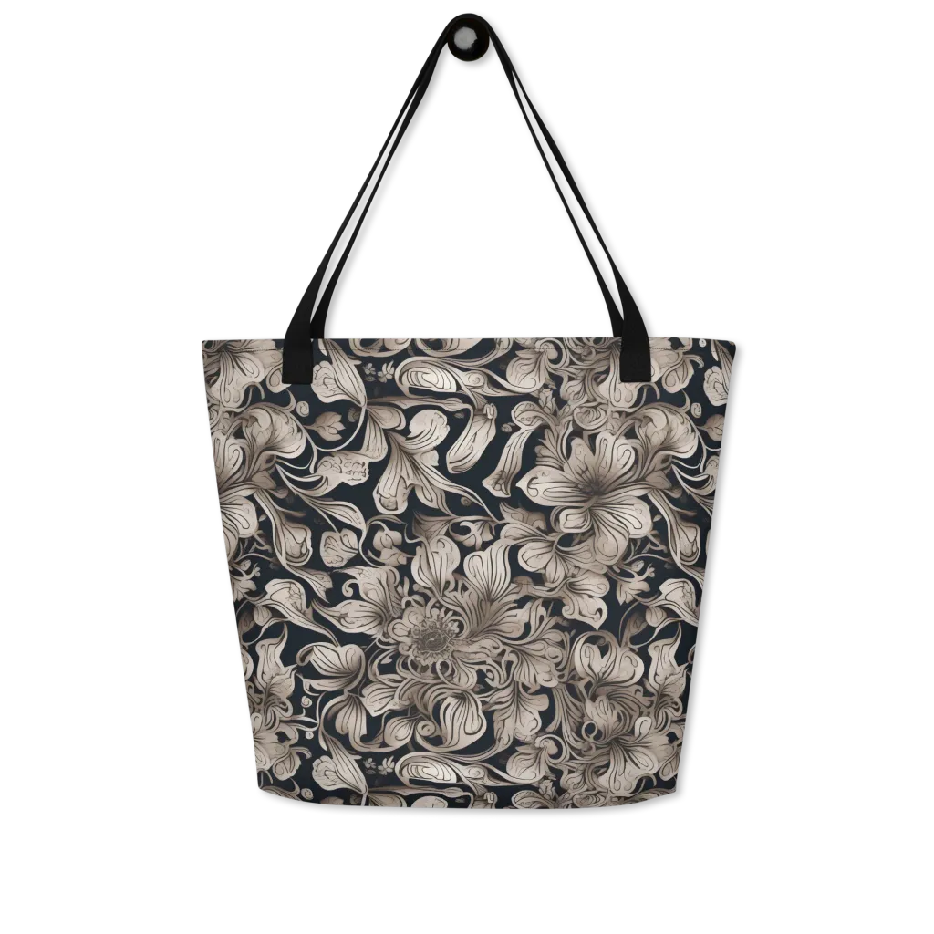 Sepia Bloom on Large Tote Bag W/ Pocket — Front