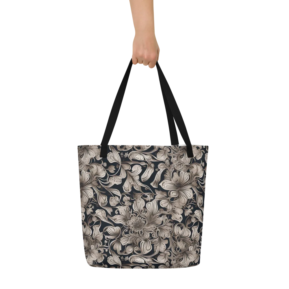 Sepia Bloom on Large Tote Bag W/ Pocket — Front