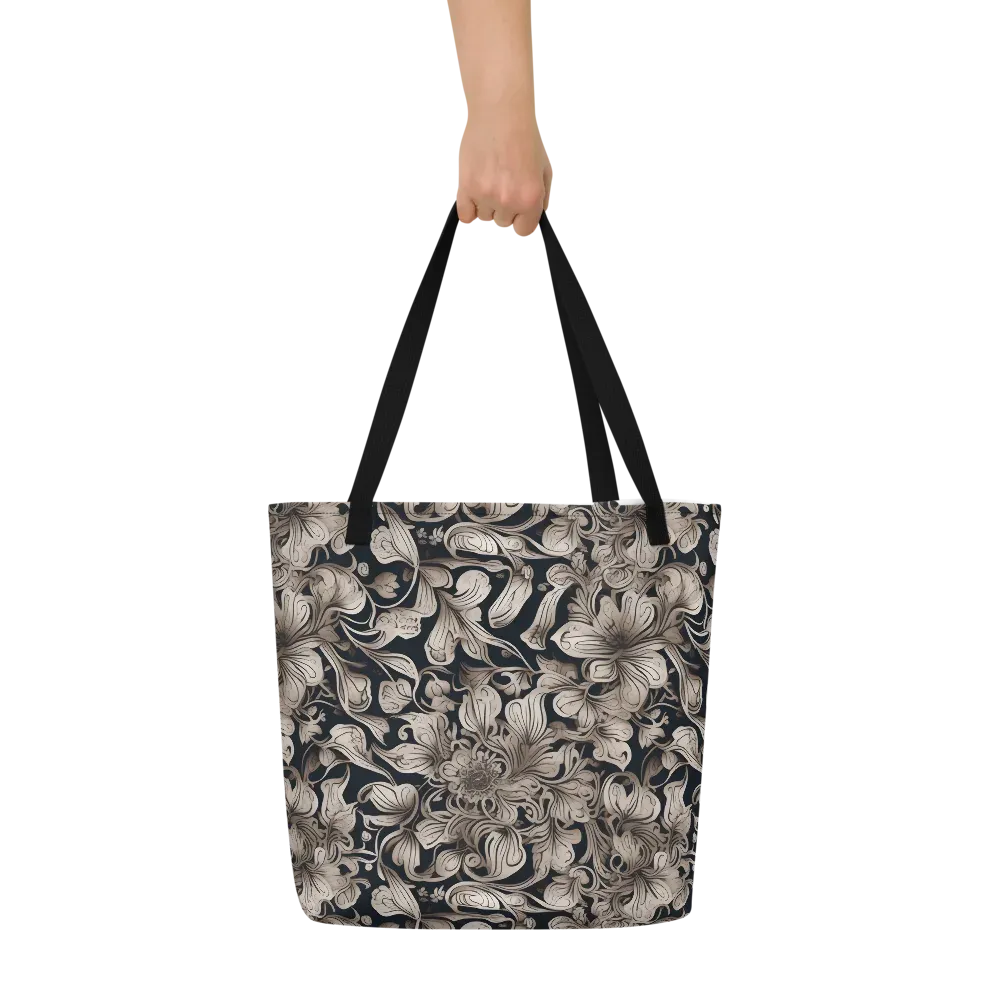 Sepia Bloom on Large Tote Bag W/ Pocket — Front