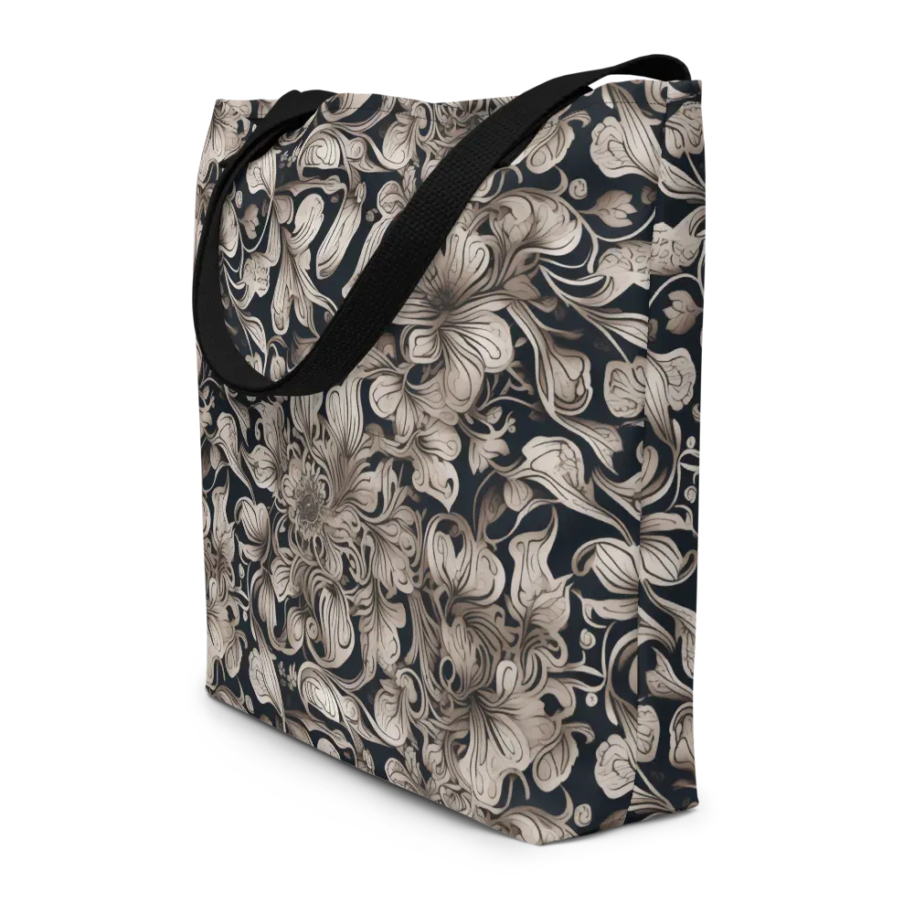 Sepia Bloom on Large Tote Bag W/ Pocket — Front