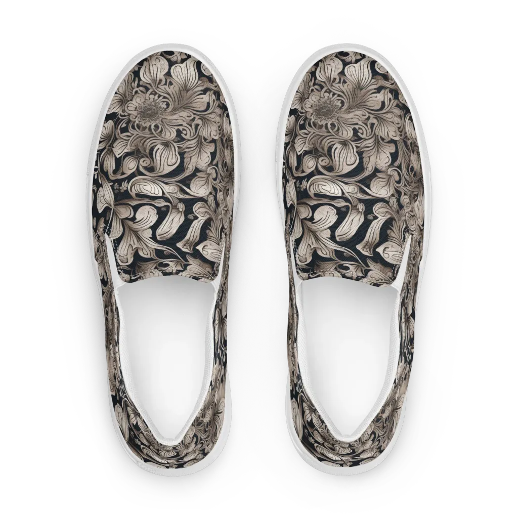 Sepia Bloom on Women's Slip-On Canvas Shoes — Front