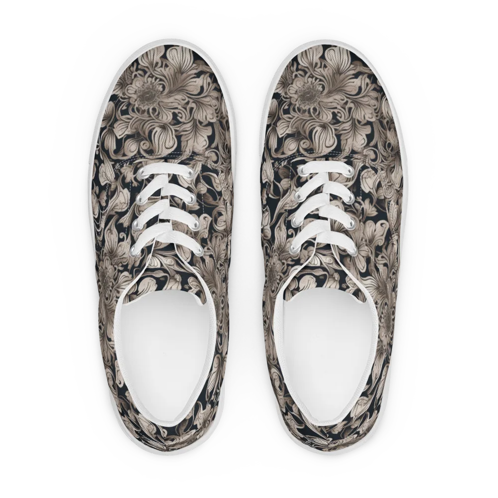 Sepia Bloom on Men's Lace-Up Canvas Shoes — Front