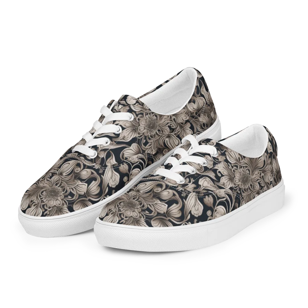 Sepia Bloom on Men's Lace-Up Canvas Shoes — Left Front