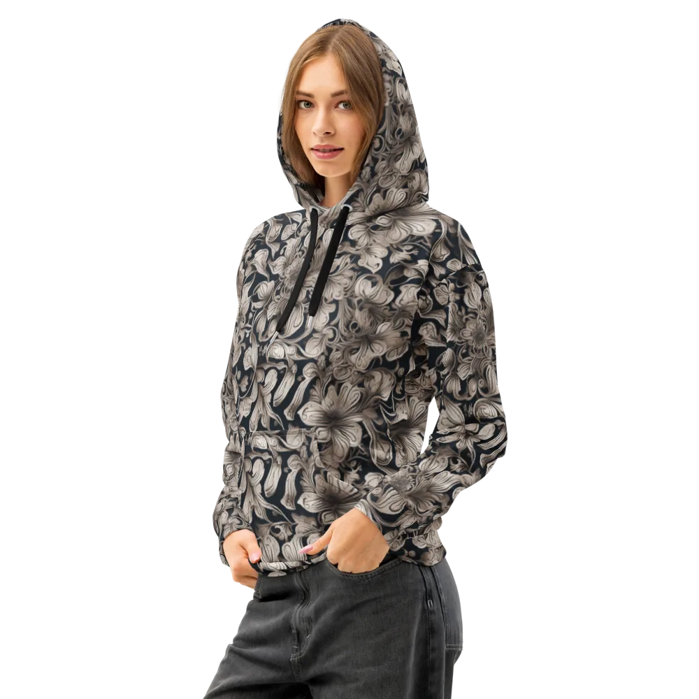 Sepia Bloom on Cotton Hoodie — Left Front