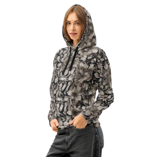 Sepia Bloom on a Cotton Hoodie