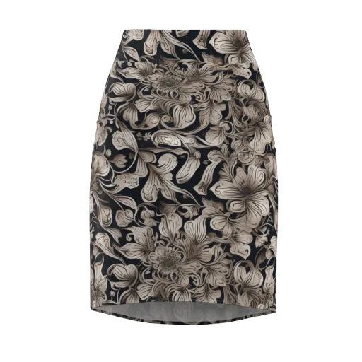 Sepia Bloom on a Pencil Skirt