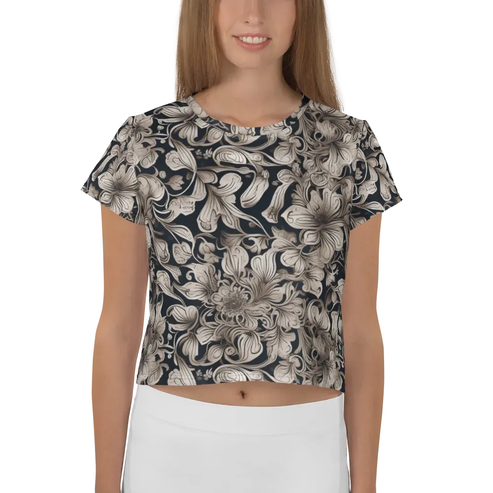 Sepia Bloom on Crop Tee — Front