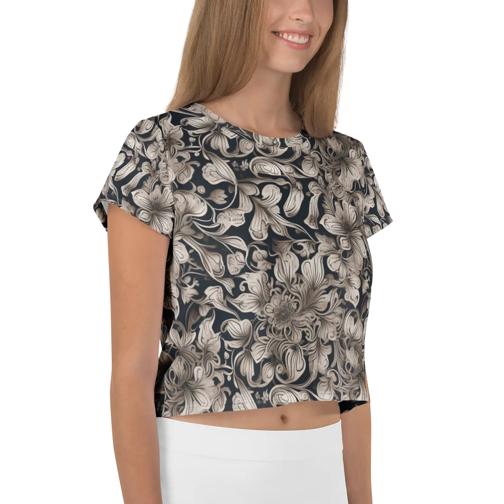 Sepia Bloom on Crop Tee — Right