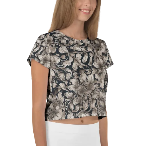 Sepia Bloom on a Crop Tee