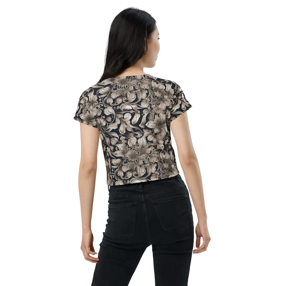 Sepia Bloom on Crop Tee — Back