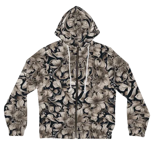 Sepia Bloom on a Women's Full-Zip Hoodie