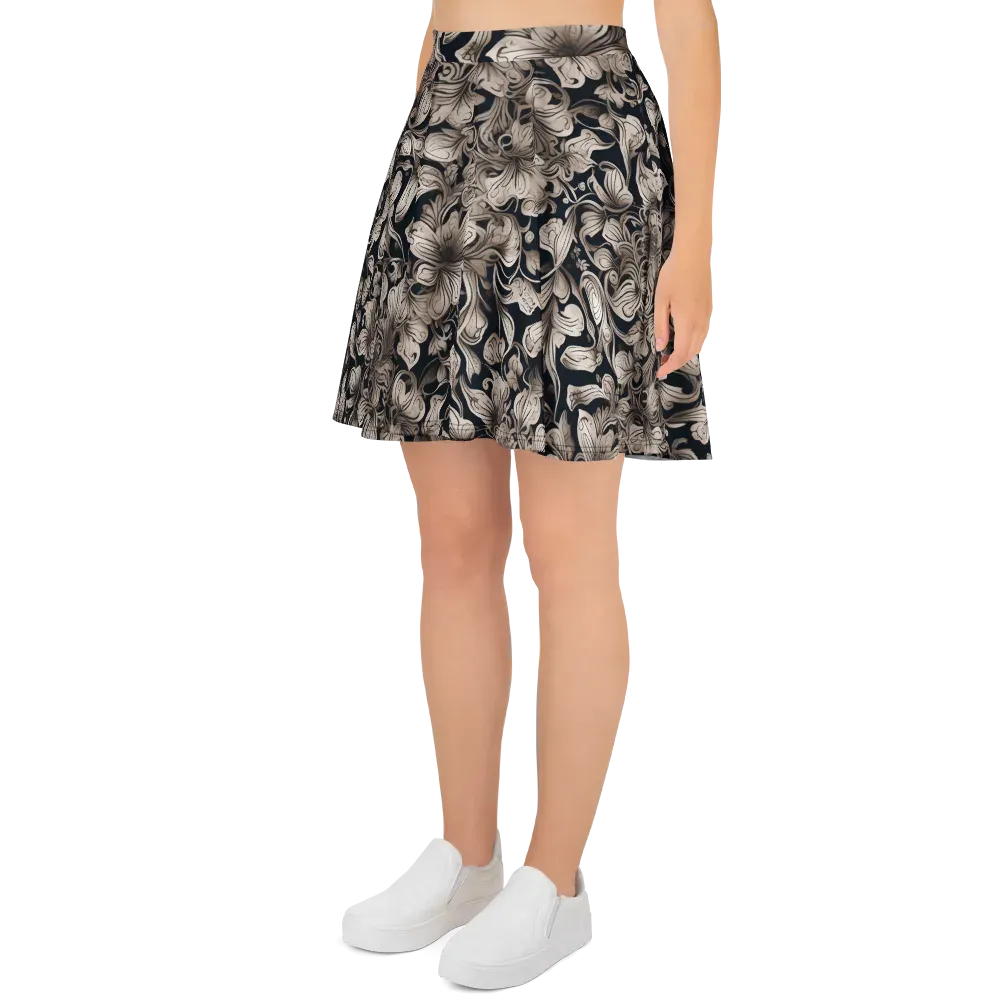 Sepia Bloom on Skater Skirt — Left