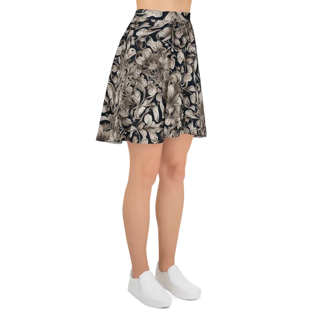 Sepia Bloom on Skater Skirt — Right
