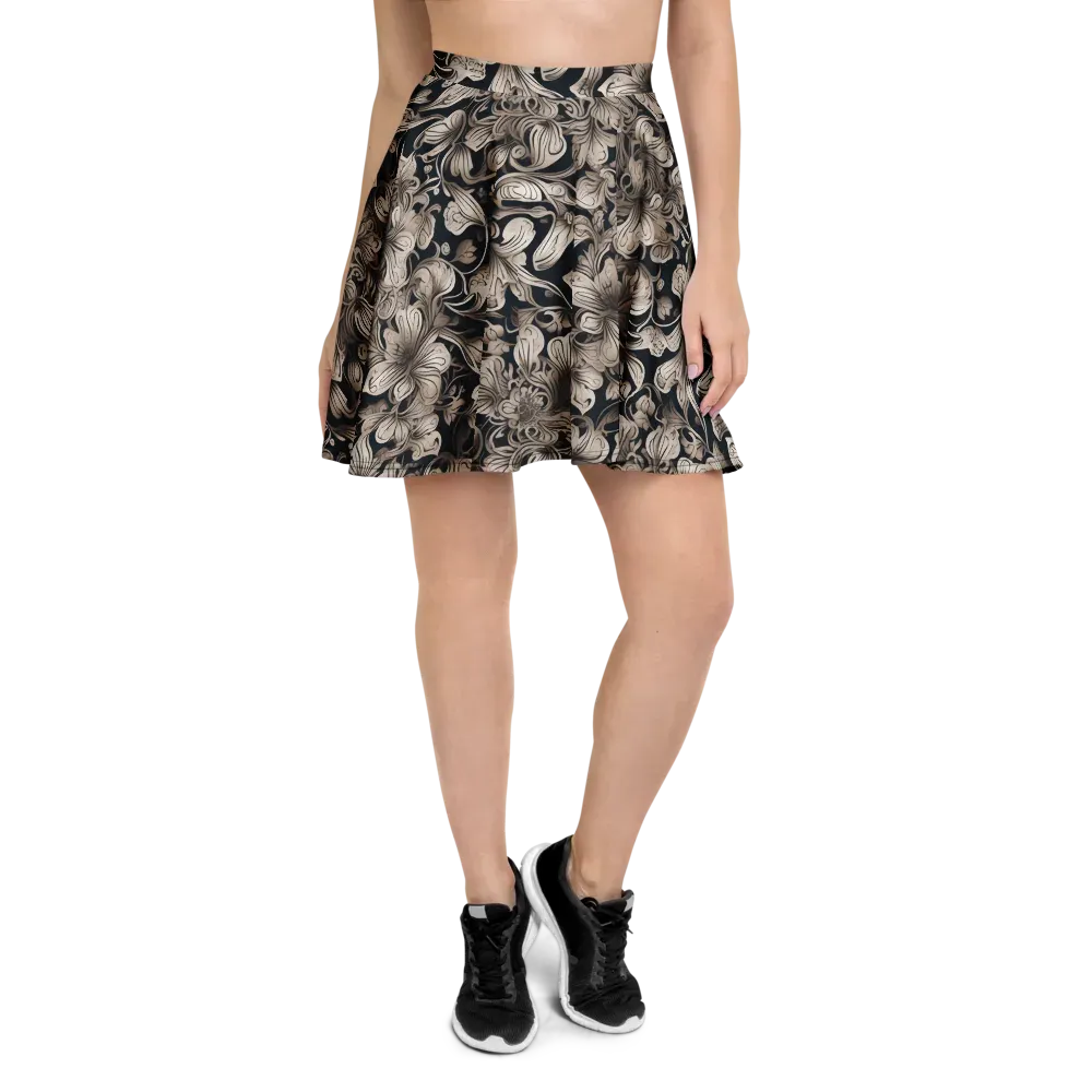 Sepia Bloom on Skater Skirt — Front