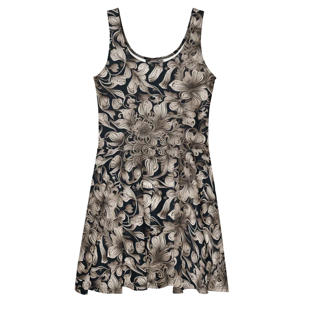 Sepia Bloom on Skater Dress — Front