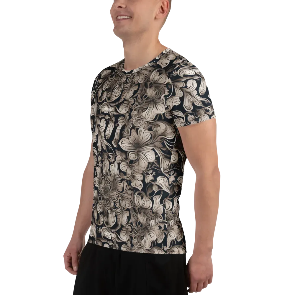 Sepia Bloom on Men's Athletic T-Shirt — Left