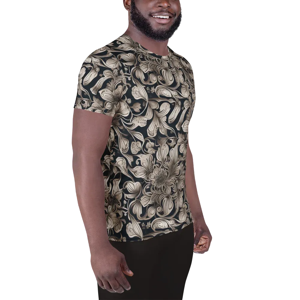 Sepia Bloom on Men's Athletic T-Shirt — Right