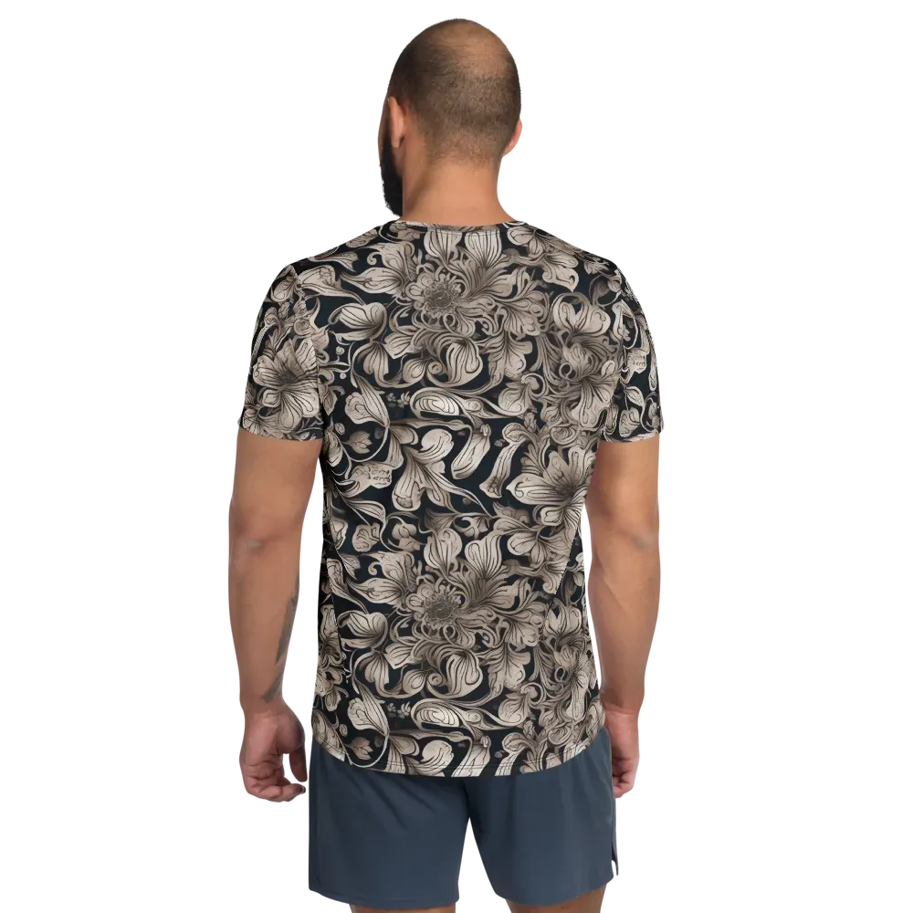 Sepia Bloom on Men's Athletic T-Shirt — Back