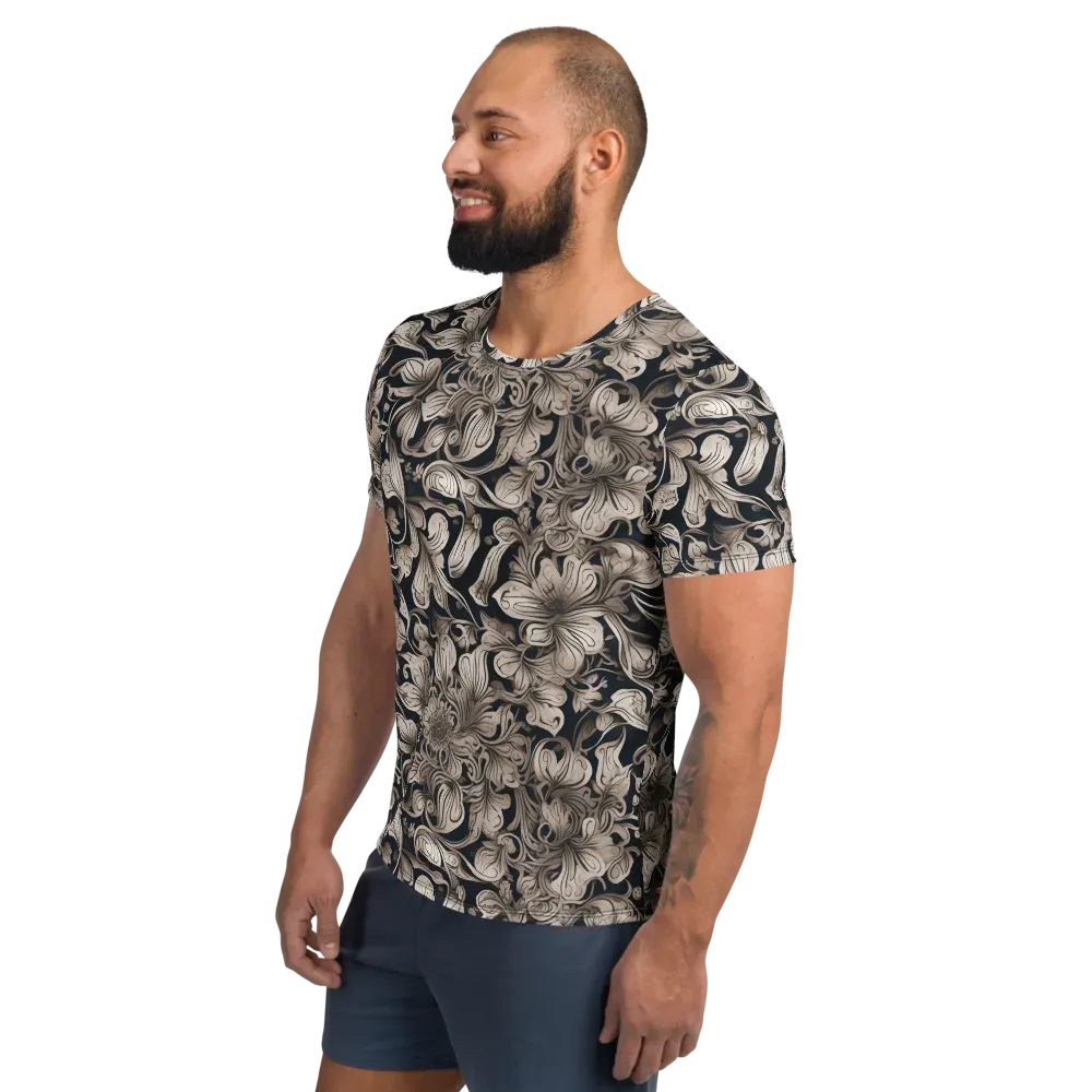Sepia Bloom on Men's Athletic T-Shirt — Left