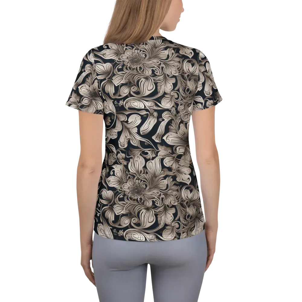 Sepia Bloom on Women's Athletic T-Shirt — Back