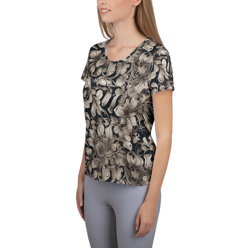 Sepia Bloom on Women's Athletic T-Shirt — Left