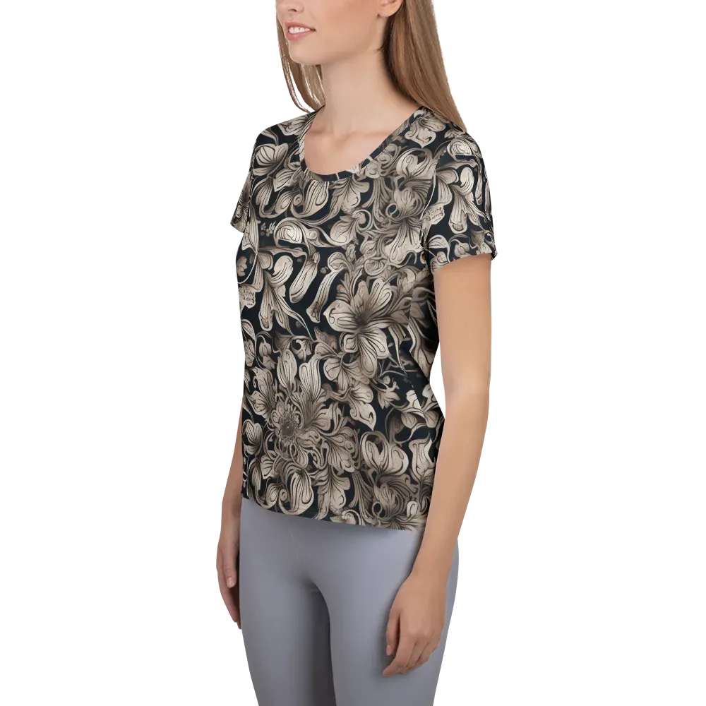 Sepia Bloom on Women's Athletic T-Shirt — Left