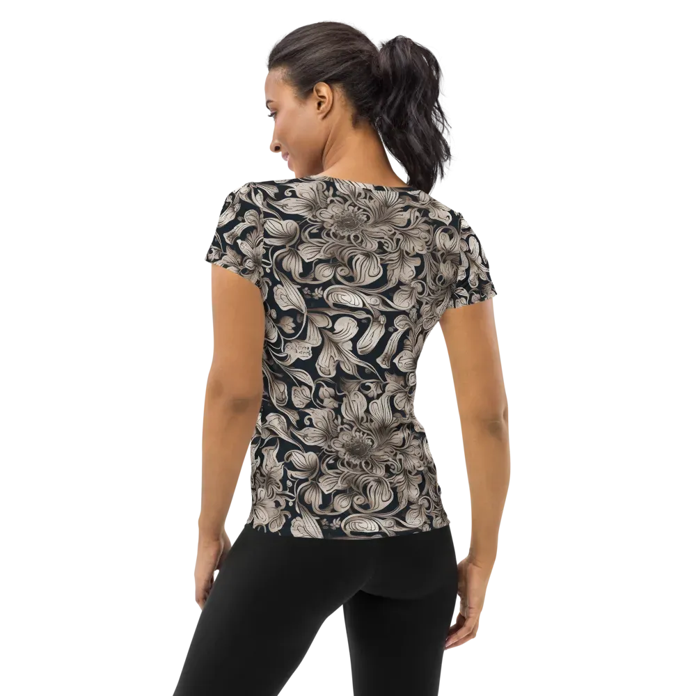Sepia Bloom on Women's Athletic T-Shirt — Back