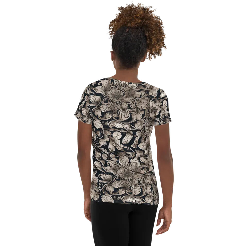Sepia Bloom on Women's Athletic T-Shirt — Back