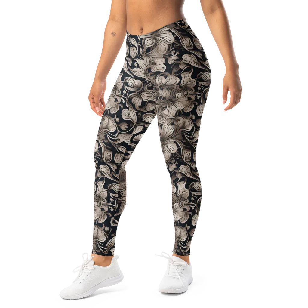 Sepia Bloom on Leggings — Left Front